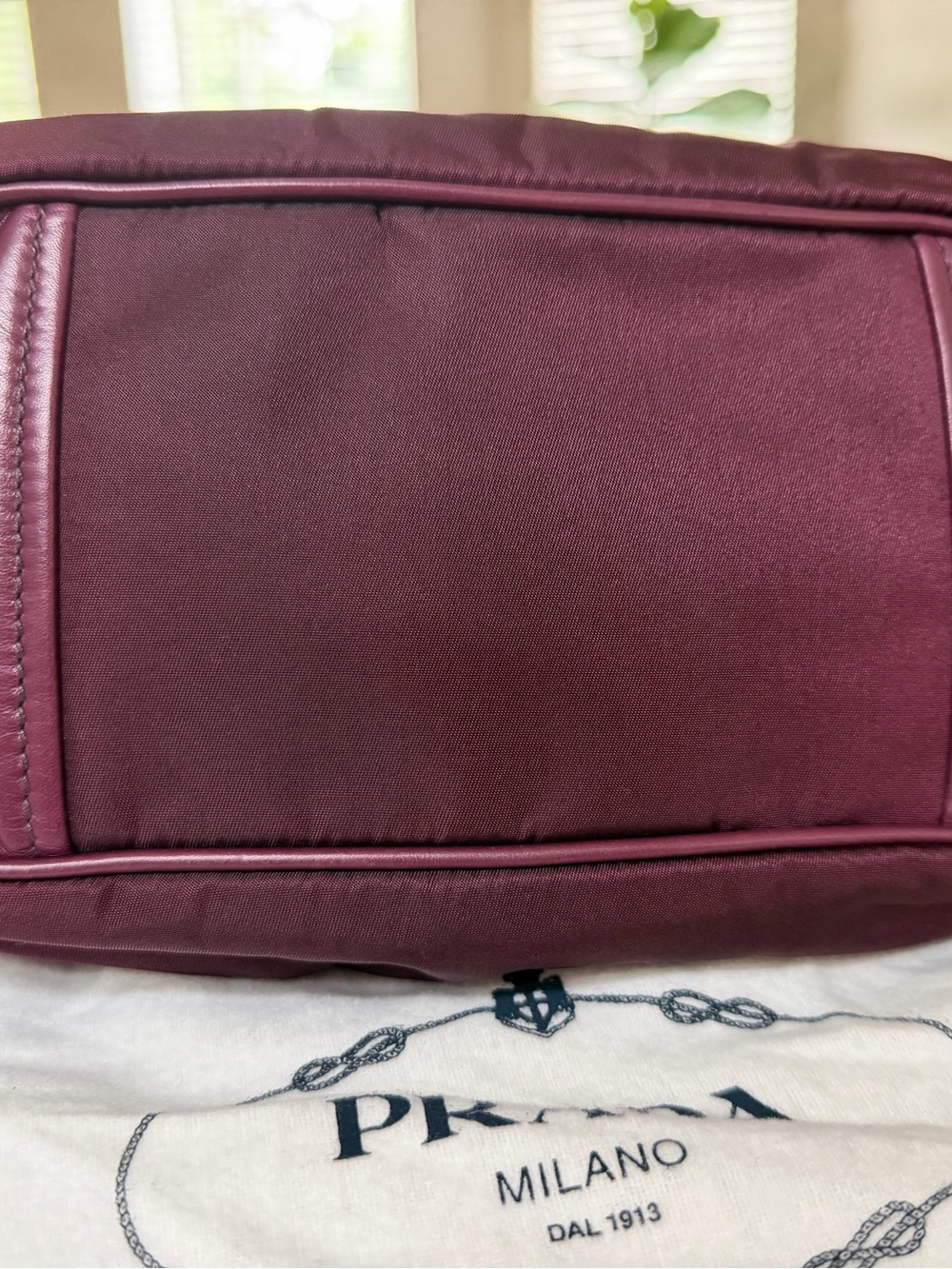 Prada Two-Tone Plum Satin Shoulder Bag with Chain Handles - Picture 9 of 14